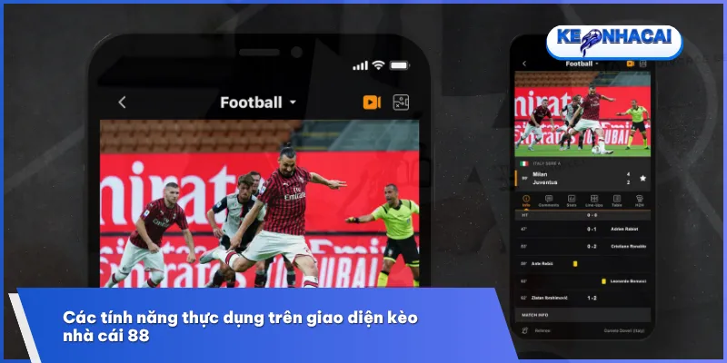 Giao diện kèo nhà cái 88 tích hợp livescore, biến động kèo, thống kê chi tiết và bộ lọc thông minh